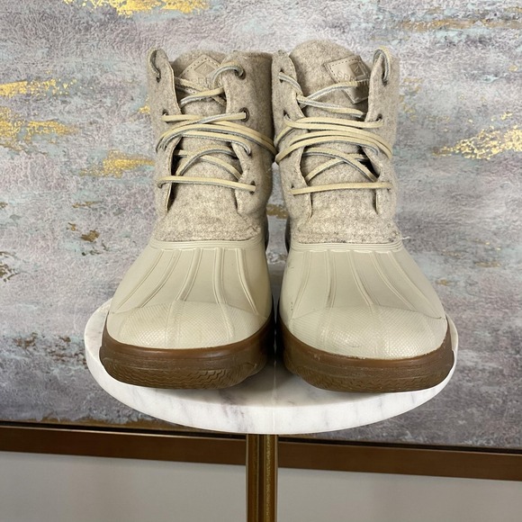 Sperry Snow Boots Womens Size 8 Beige Wool Duck Ankle Wedge Quarter STS80396 - Picture 3 of 10